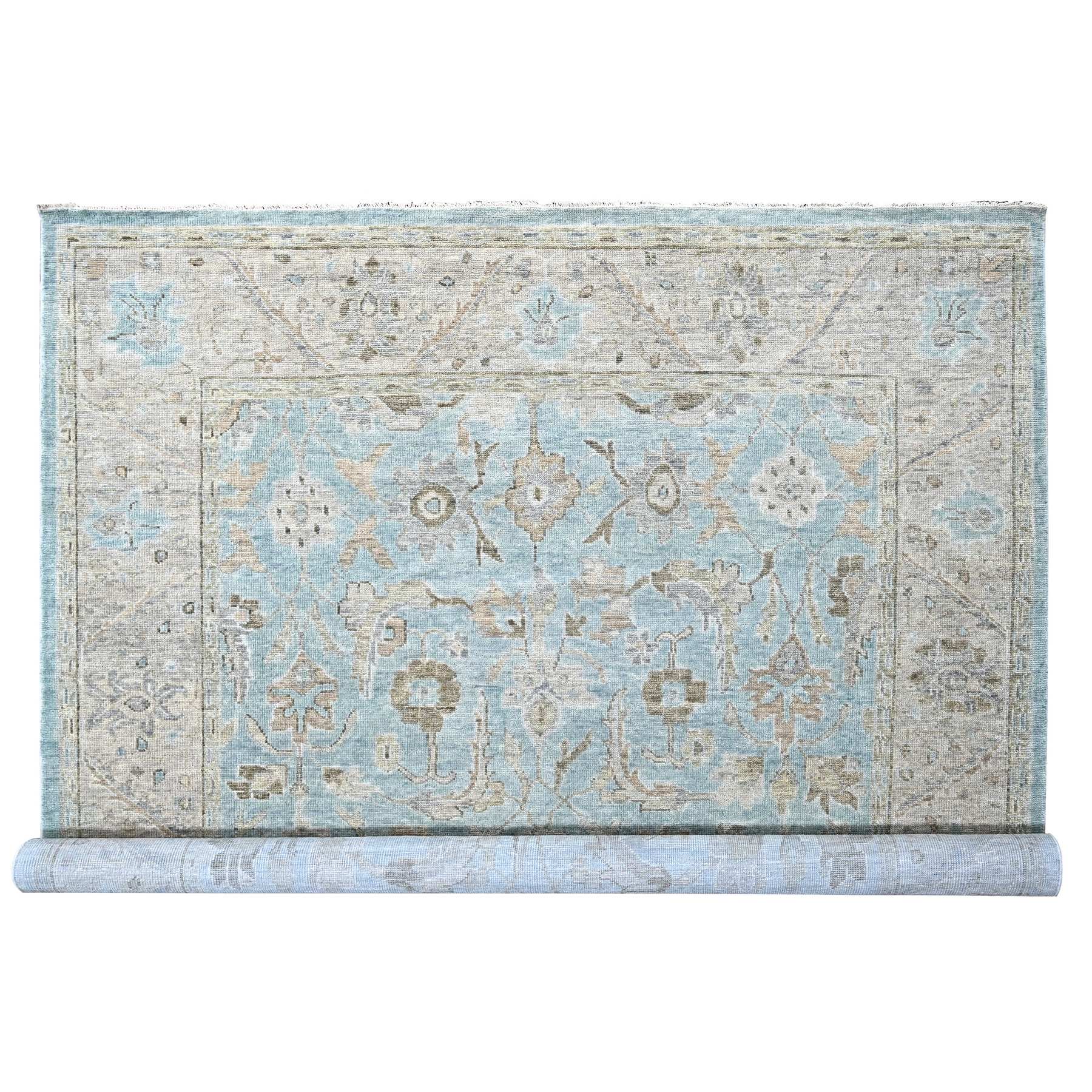 Moonmist Blue, Supple Collection, Oushak All Over Design, Tone On Tone, Soft Velvety Wool, Hand Knotted Vegetable Dyes, Oversized Oriental Rug